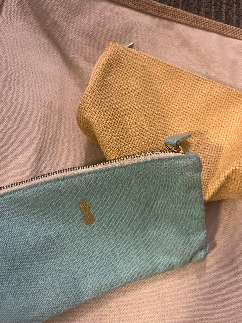 Lancôme Mustard Like Cosmetic Bag Blue Canvas pineapple bag cute set 105